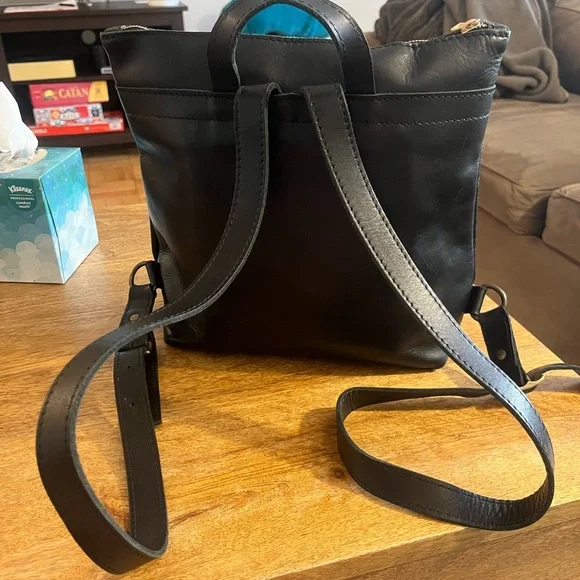 Portland Leather goods Black Backpack tote - Picture 2 of 8